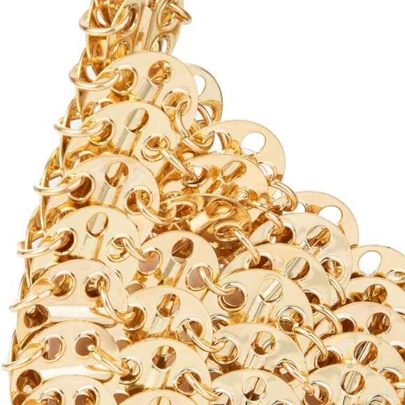 Gold Hollow Out Metal Disc Handbag Metallic Purse Evening Bag for Wedding Party - Picture 3 of 5